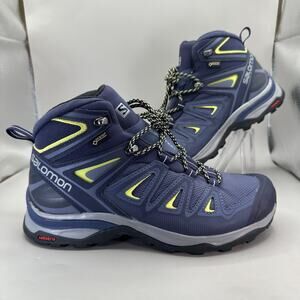 Salomon X Ultra 3 Mid GTX Shoes Womens Size 8.5 Blue Gore Tex Hiking Boots Trail